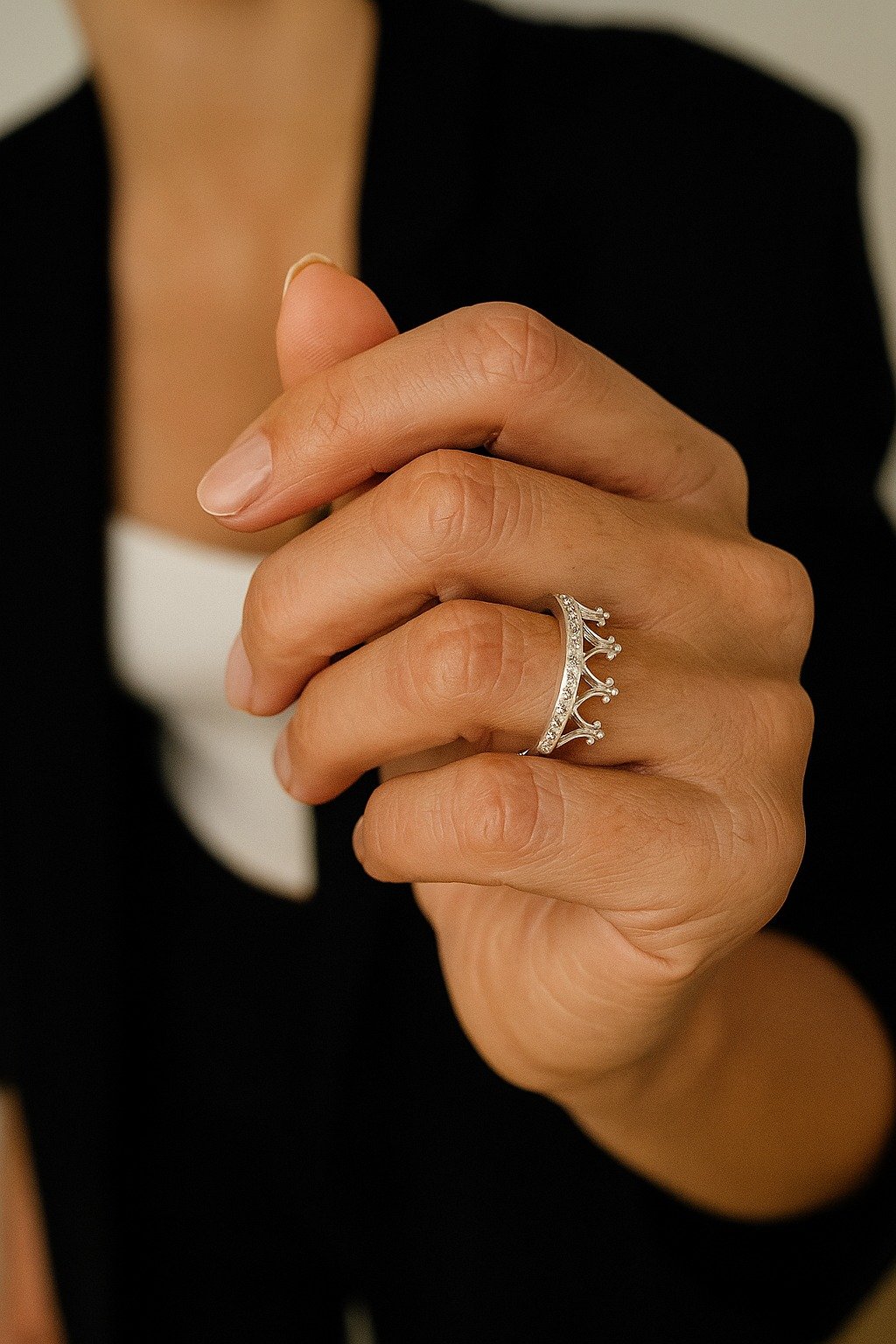 ANILLO  MEDIO SIN FIN CORONA "TALLE UNICO #10" C-102