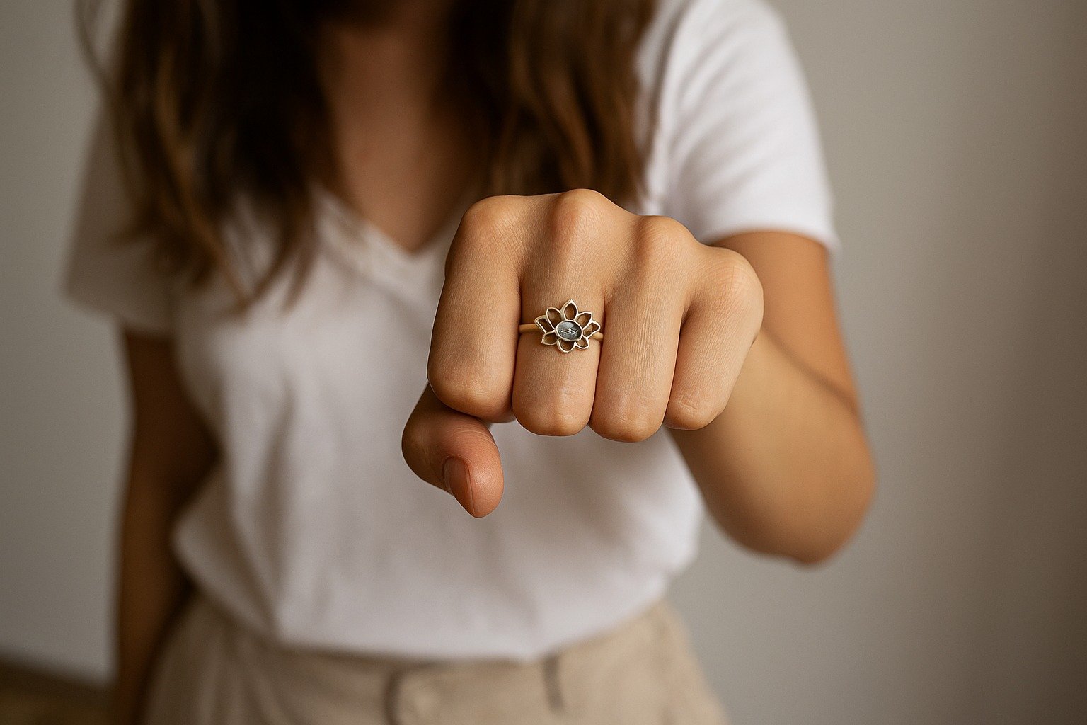 ANILLO FLOR PIEDRA  LUNAR C-111C