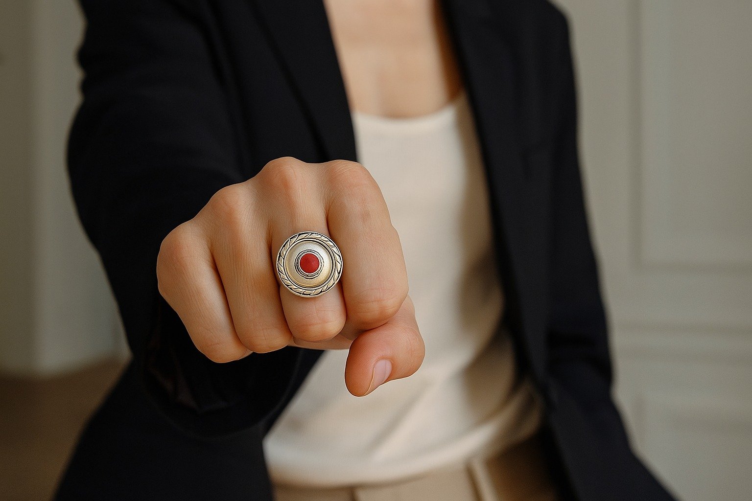 ANILLO CORAL ROJO C-105A