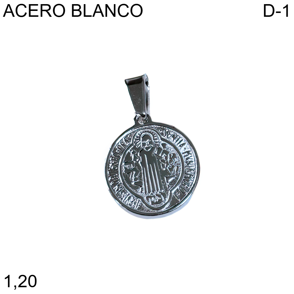 DIJE SAN BENITO ACERO BLANCO