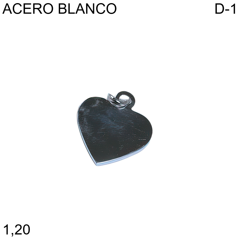 DIJE CORAZON ACERO BLANCO