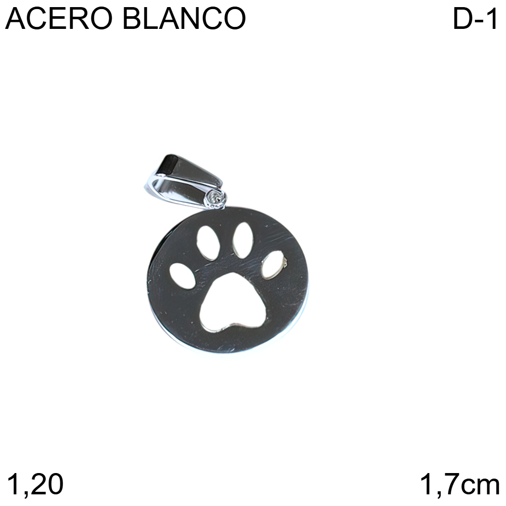 DIJE HUELLA PERRO ACERO BLANCO