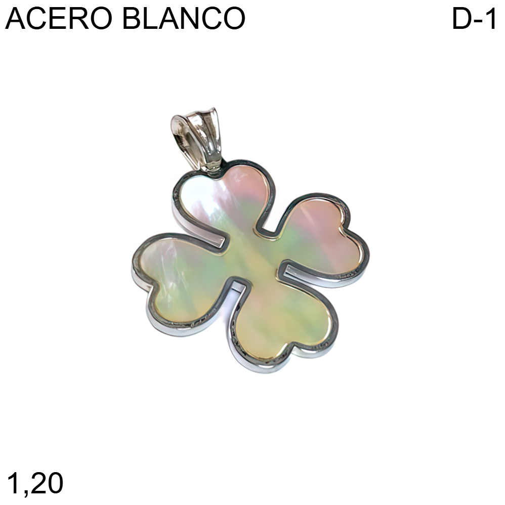 DIJE TORNASOL TREBOL ACERO BLANCO