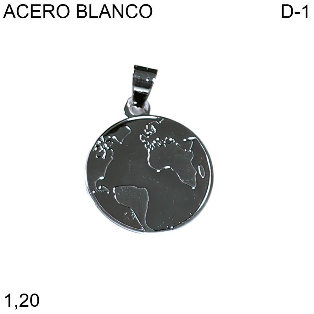 DIJE MUNDO ACERO BLANCO 2CM