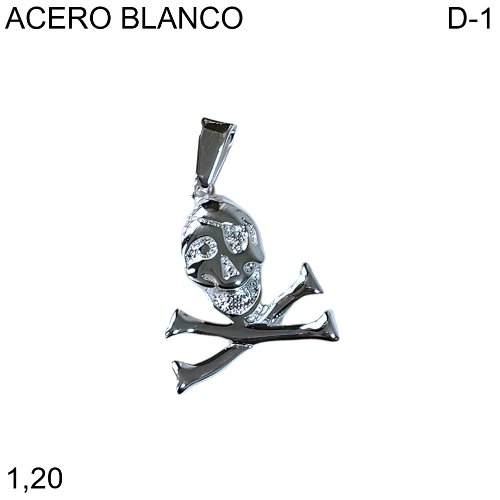 DIJE  CALAVERA ACERO BLANCO