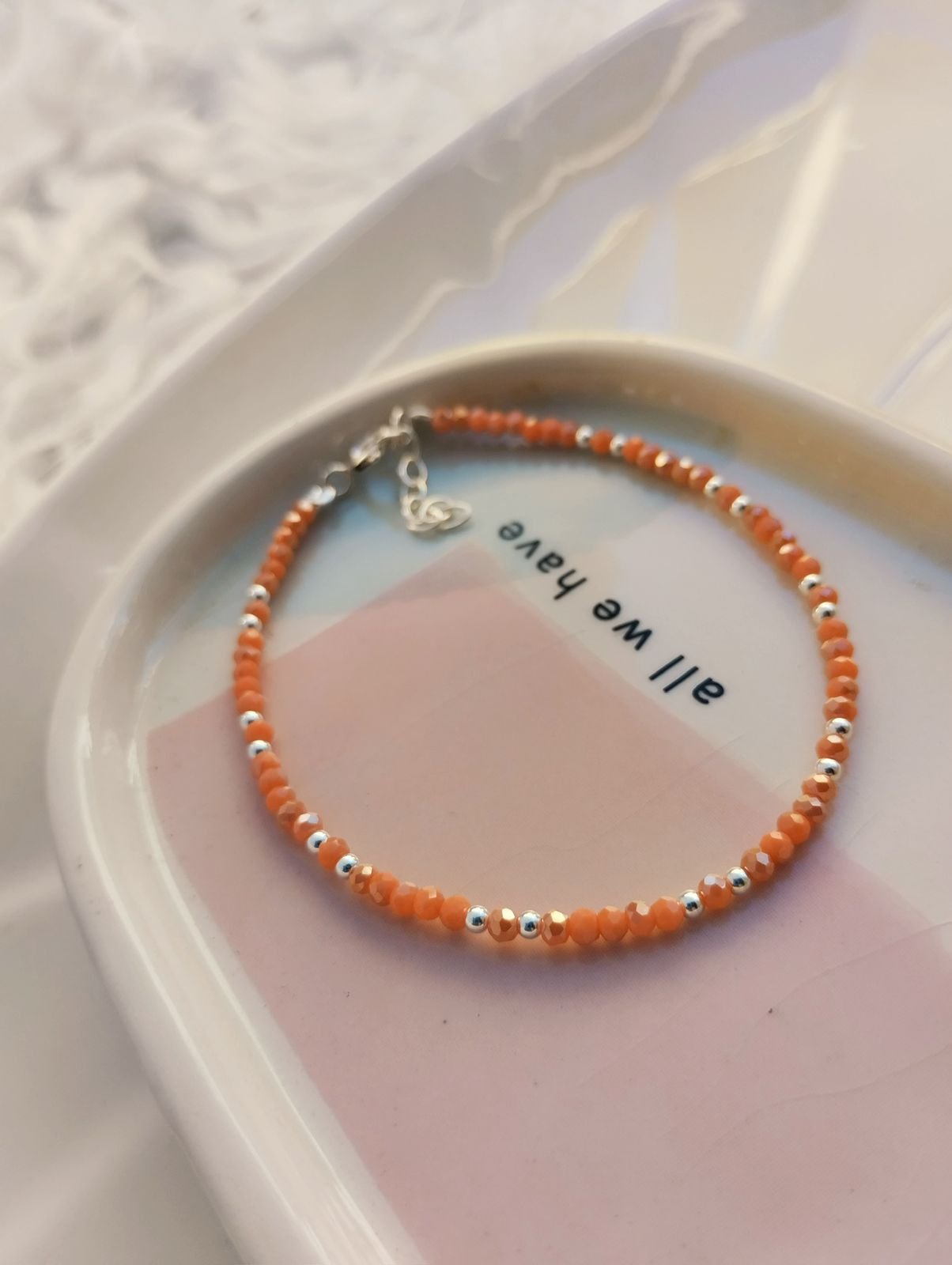 PULSERA ELASTIZASA PIEDRA NARANJA C-24A