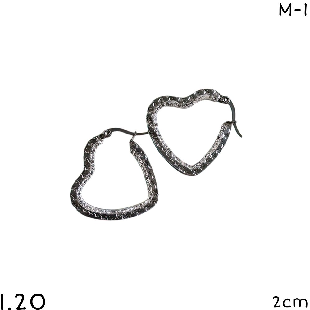 ARGOLLAS CORAZON BRILLO 2CM
