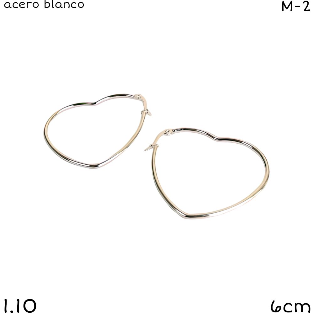 ARGOLLAS ACERO BLANCO CORAZON