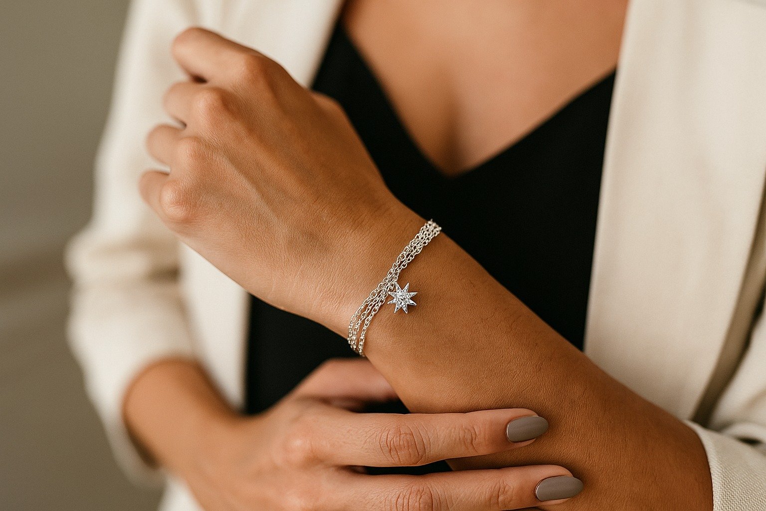 PULSERA TRIPLE CON ESTRELLA 19cm  C-23B