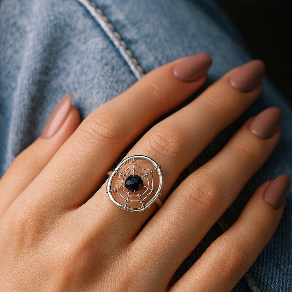 ANILLO ATRAPASUEÑOS CON PIEDRA ONIX "TALLE #7" C-38C