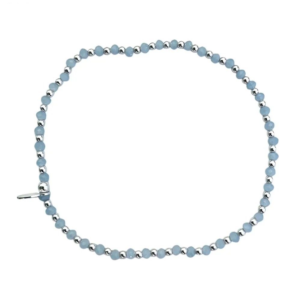 Pulsera elastizada piedra celeste claro C-24B