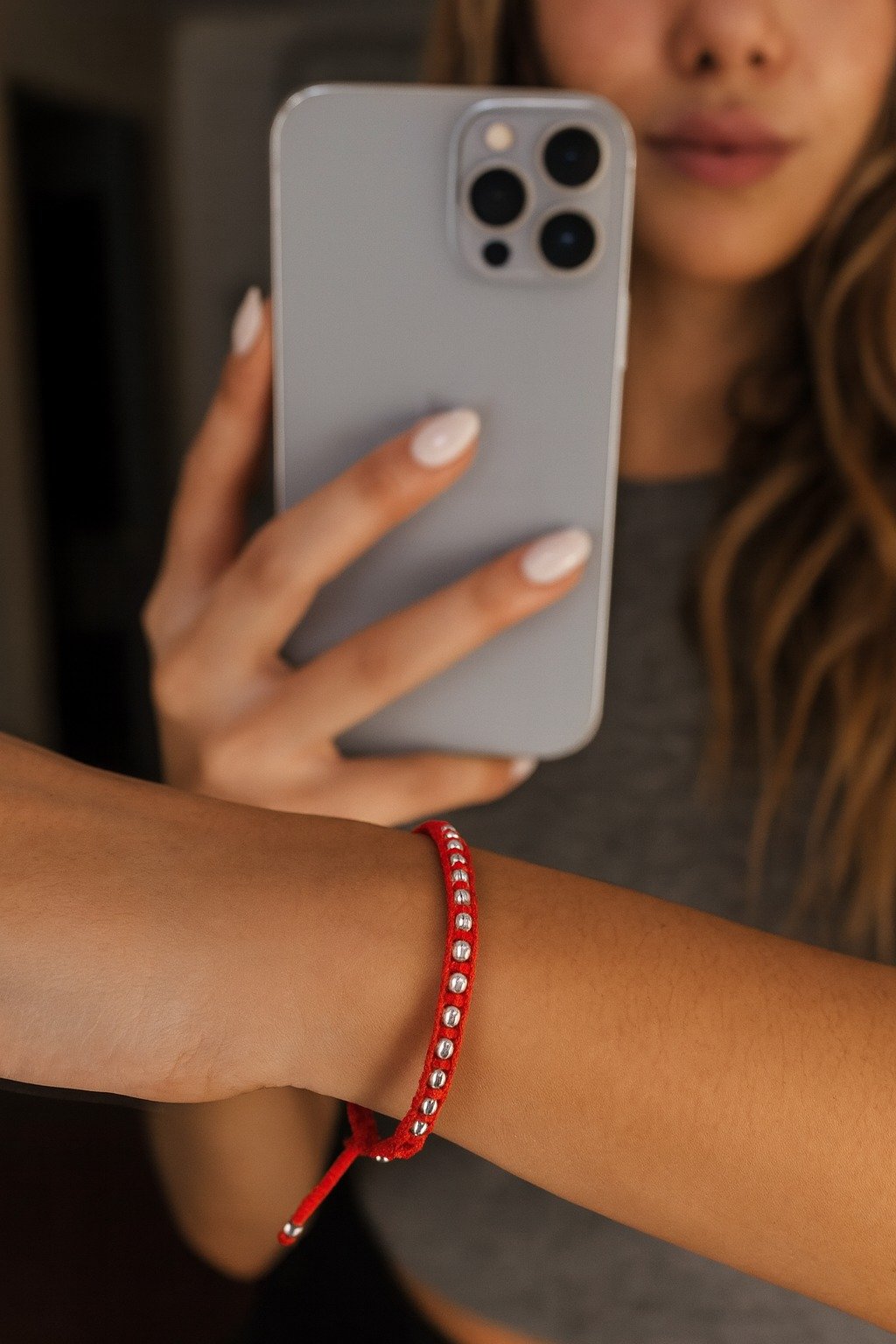 PULSERA HILO ROJO BOLITAS  "REGULABLES" C-26C