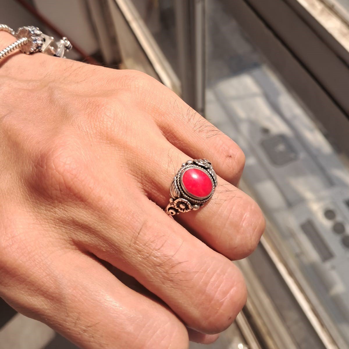 ANILLO FLORCITAS CORAL ROJO C-111C