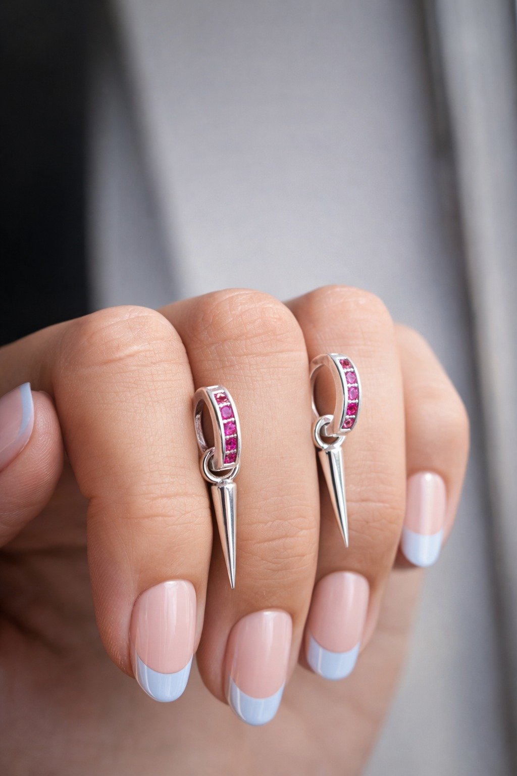 Argolla Pendulo fucsia 12mm C-113A