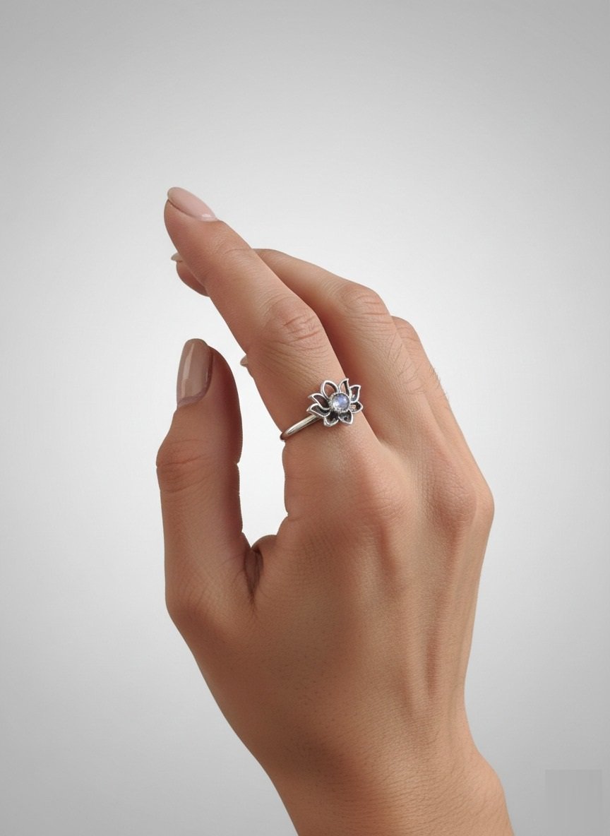 ANILLO FLOR PIEDRA  LUNAR C-111C