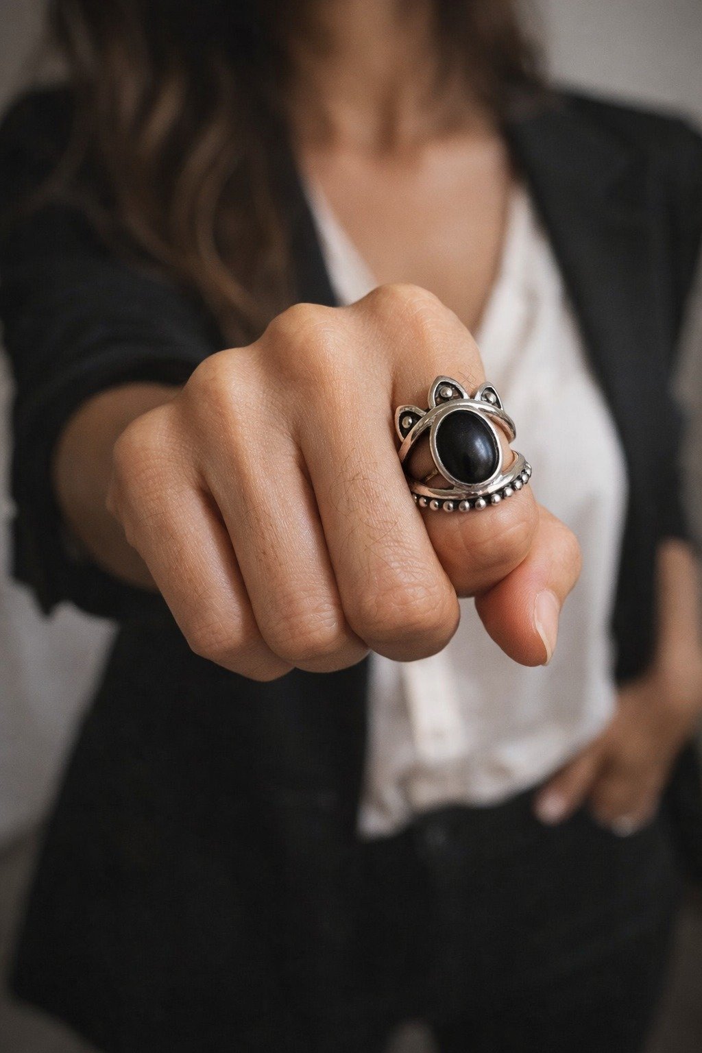 ANILLO MANDALA ONIX "TALLE UNICO #5" C-111C