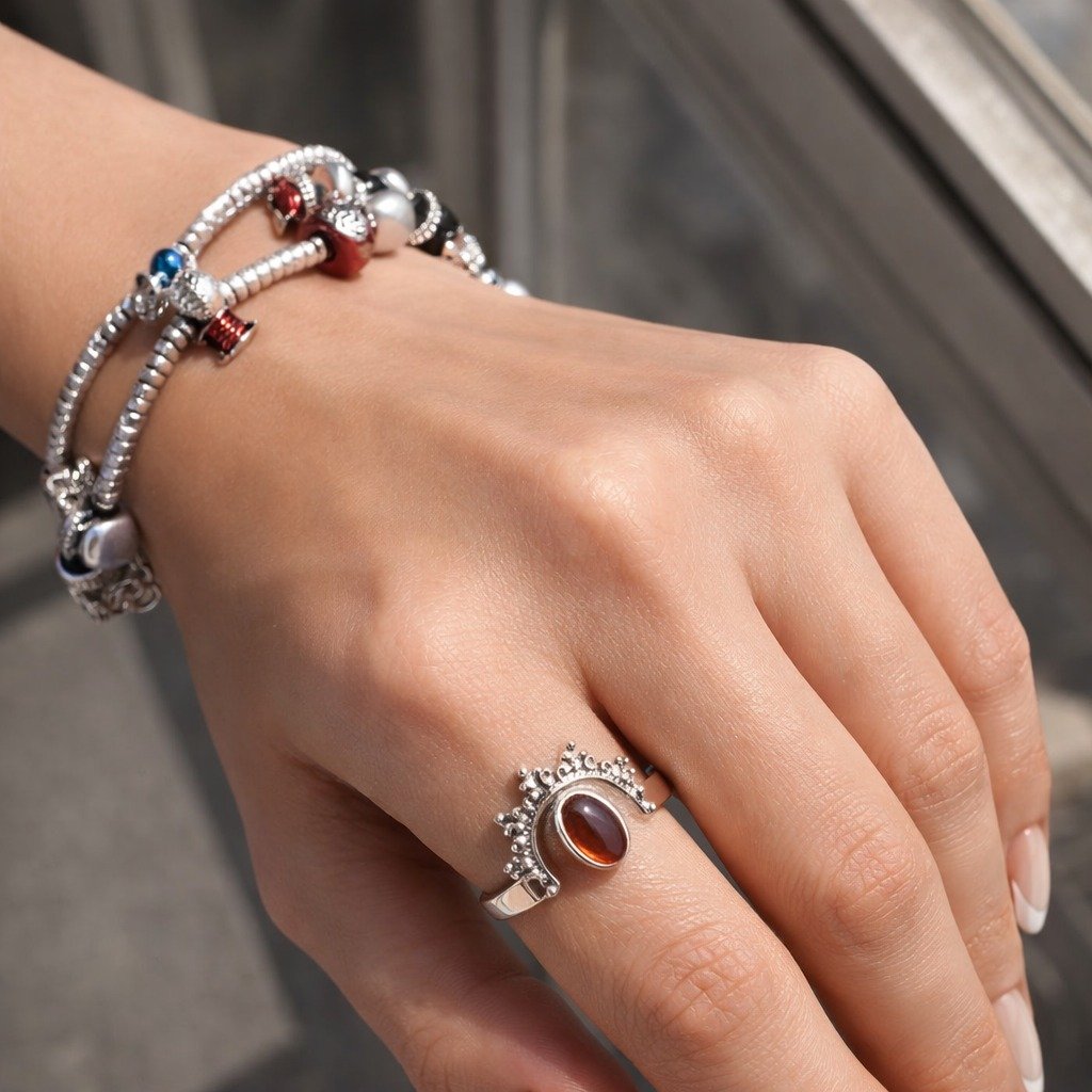 Anillo MANDALA GRANATE ROJO C-111C