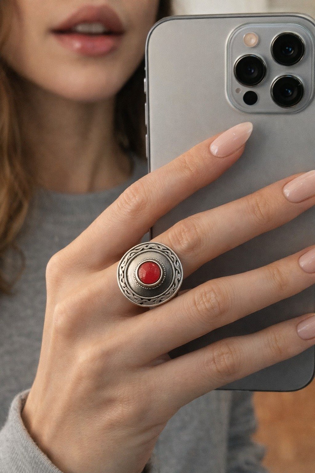 ANILLO CORAL ROJO C-105A