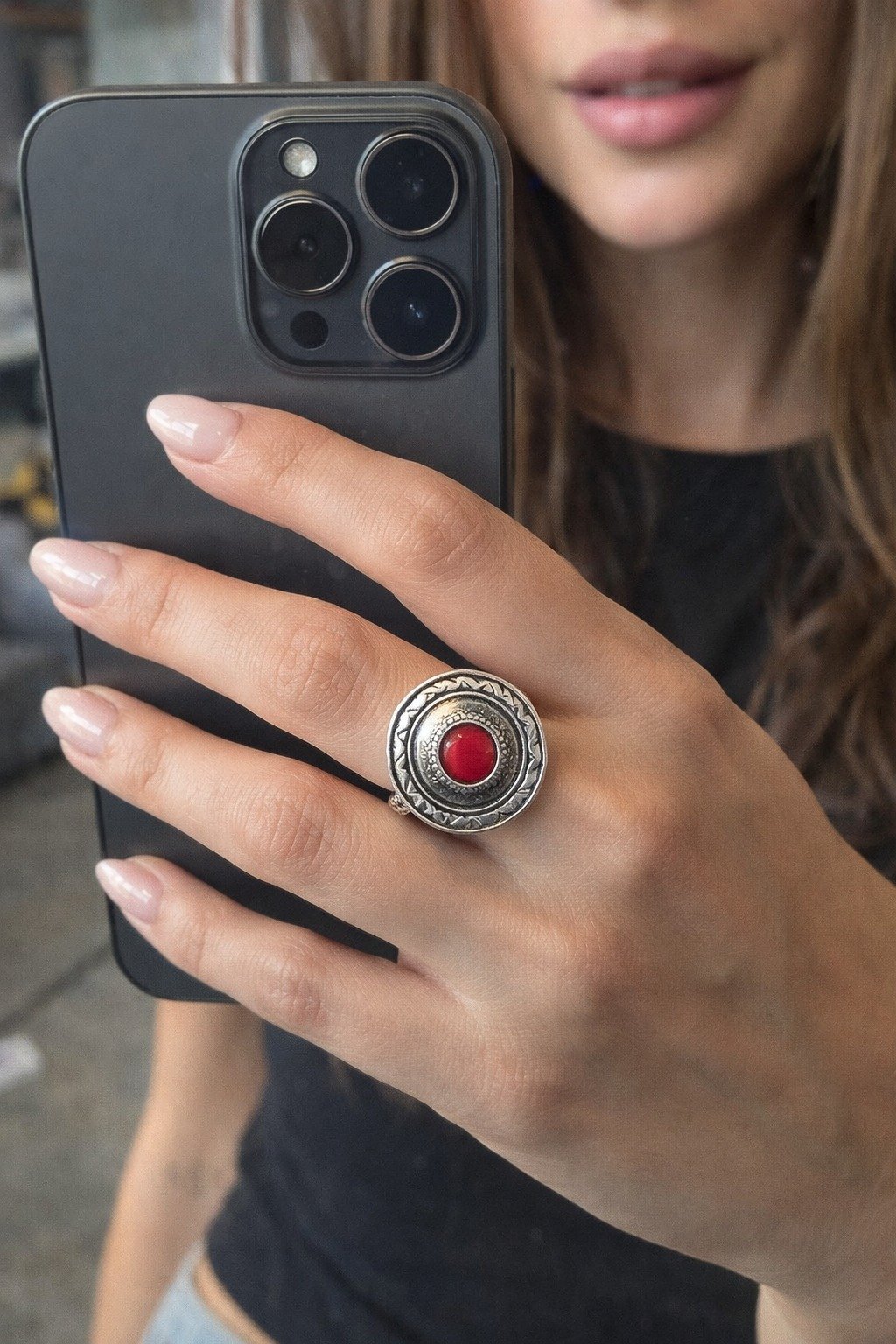 ANILLO CORAL ROJO C-105A