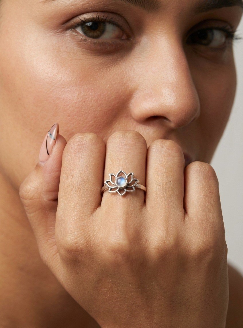 ANILLO FLOR PIEDRA  LUNAR C-111C