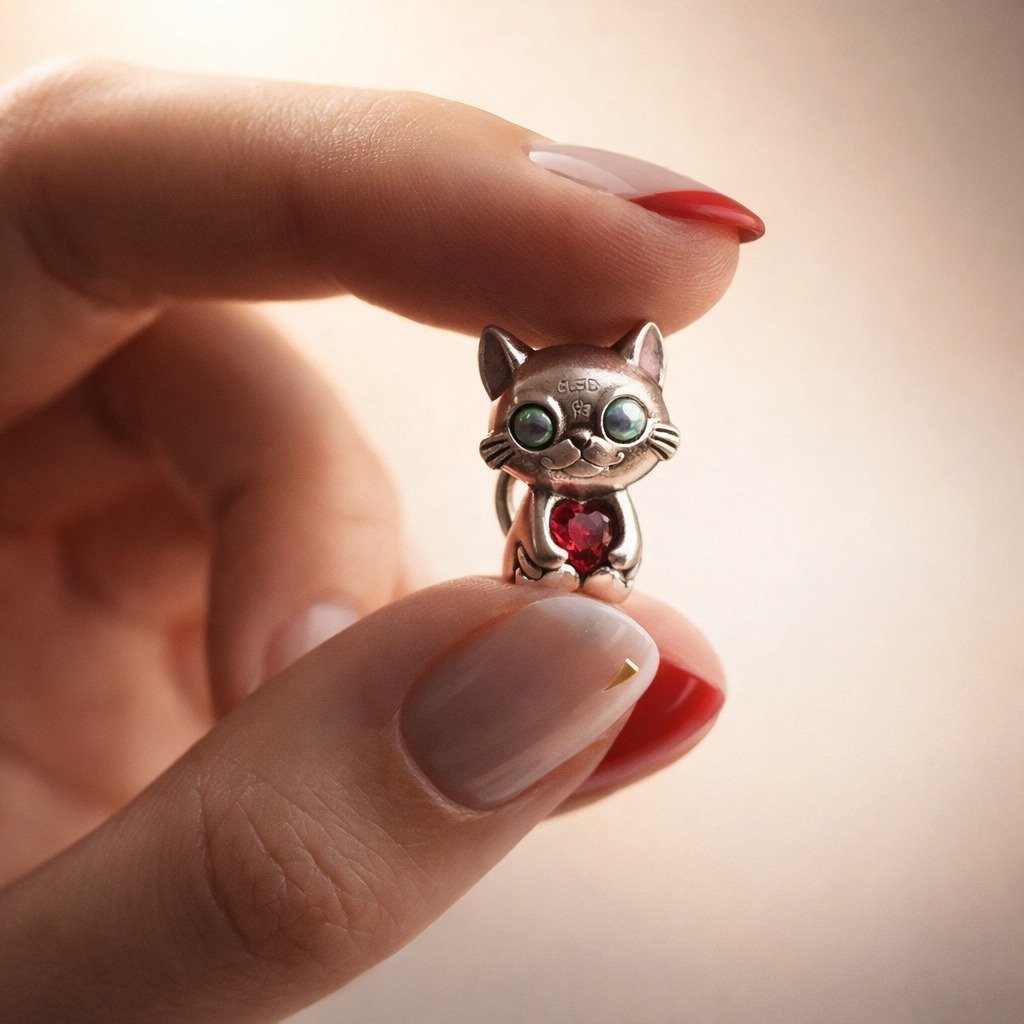 CHARMS GATO CORAZON ROJO T-1C