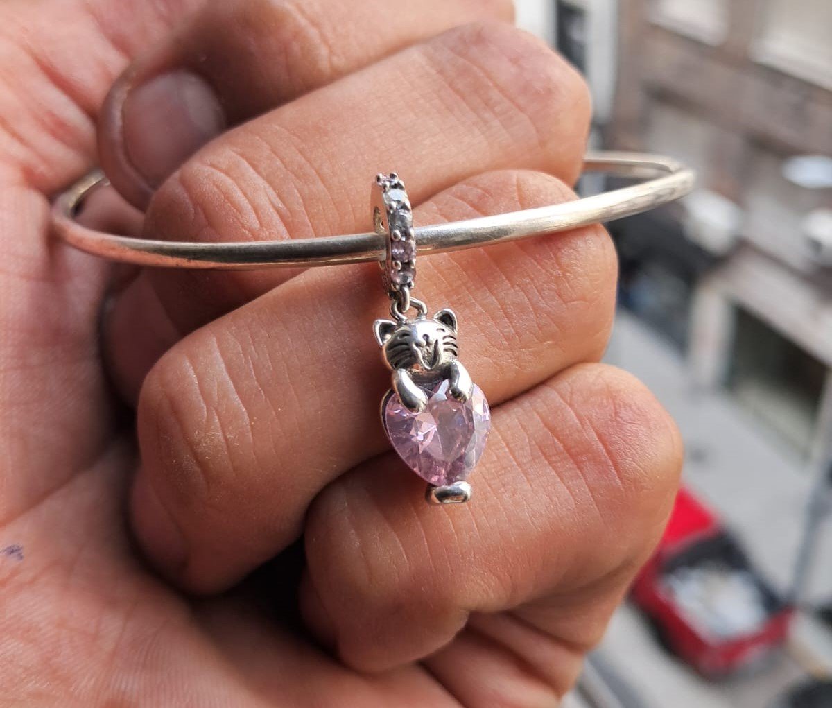 CHARMS GATO CORAZON ROSA T-1C