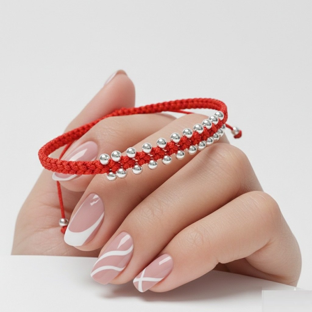 PULSERA HILO ROJO BOLITAS C-26C
