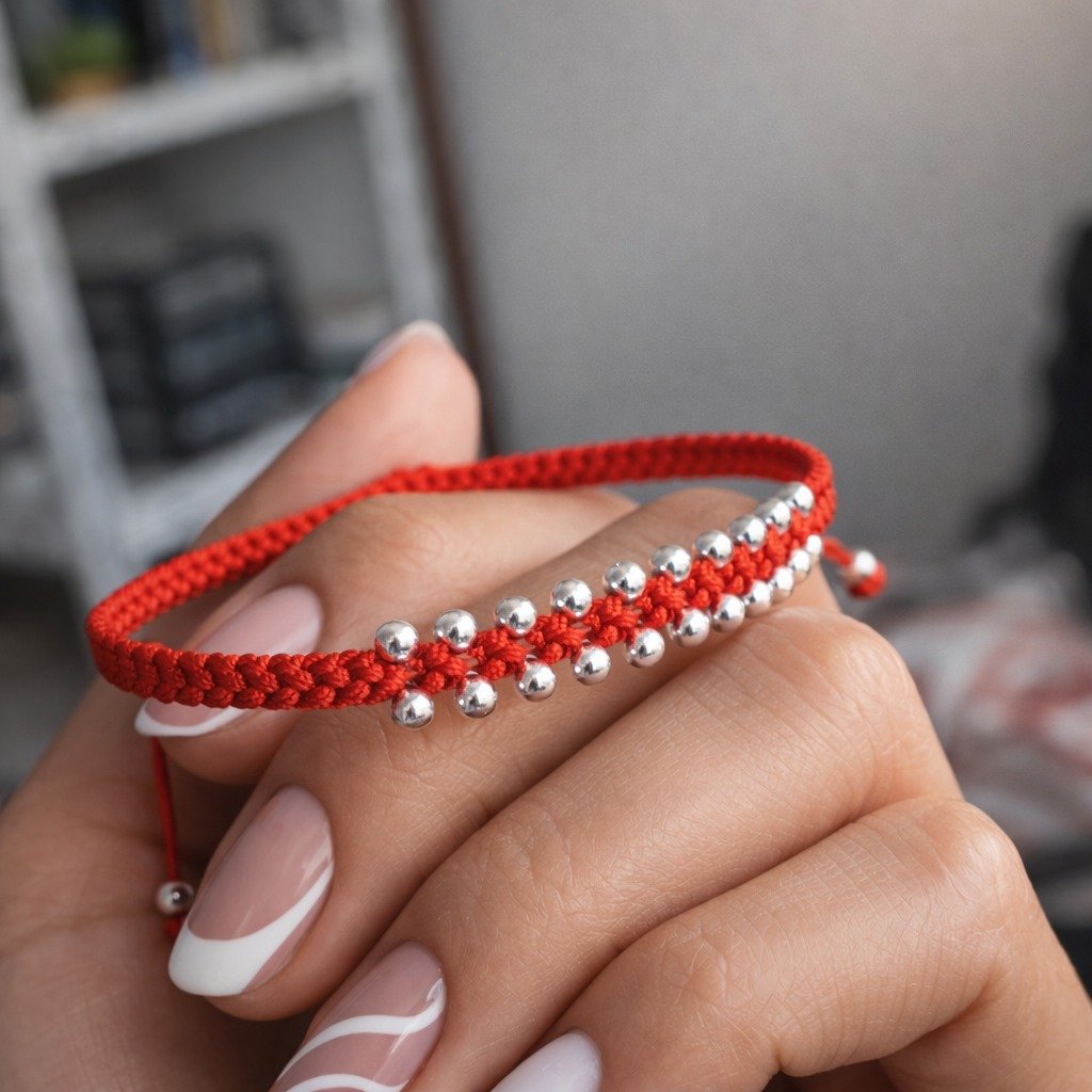 PULSERA HILO ROJO BOLITAS C-26C