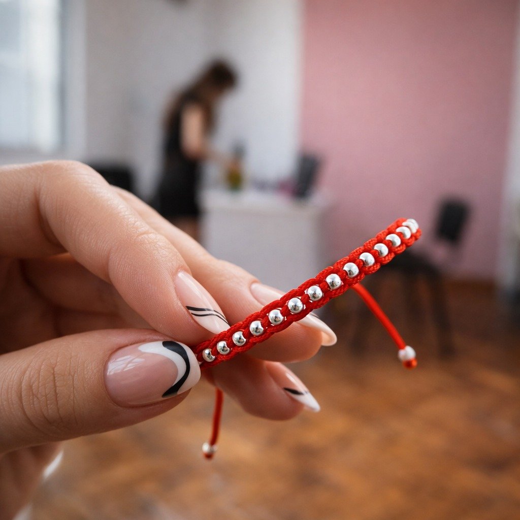 PULSERA HILO ROJO BOLITAS C-26C