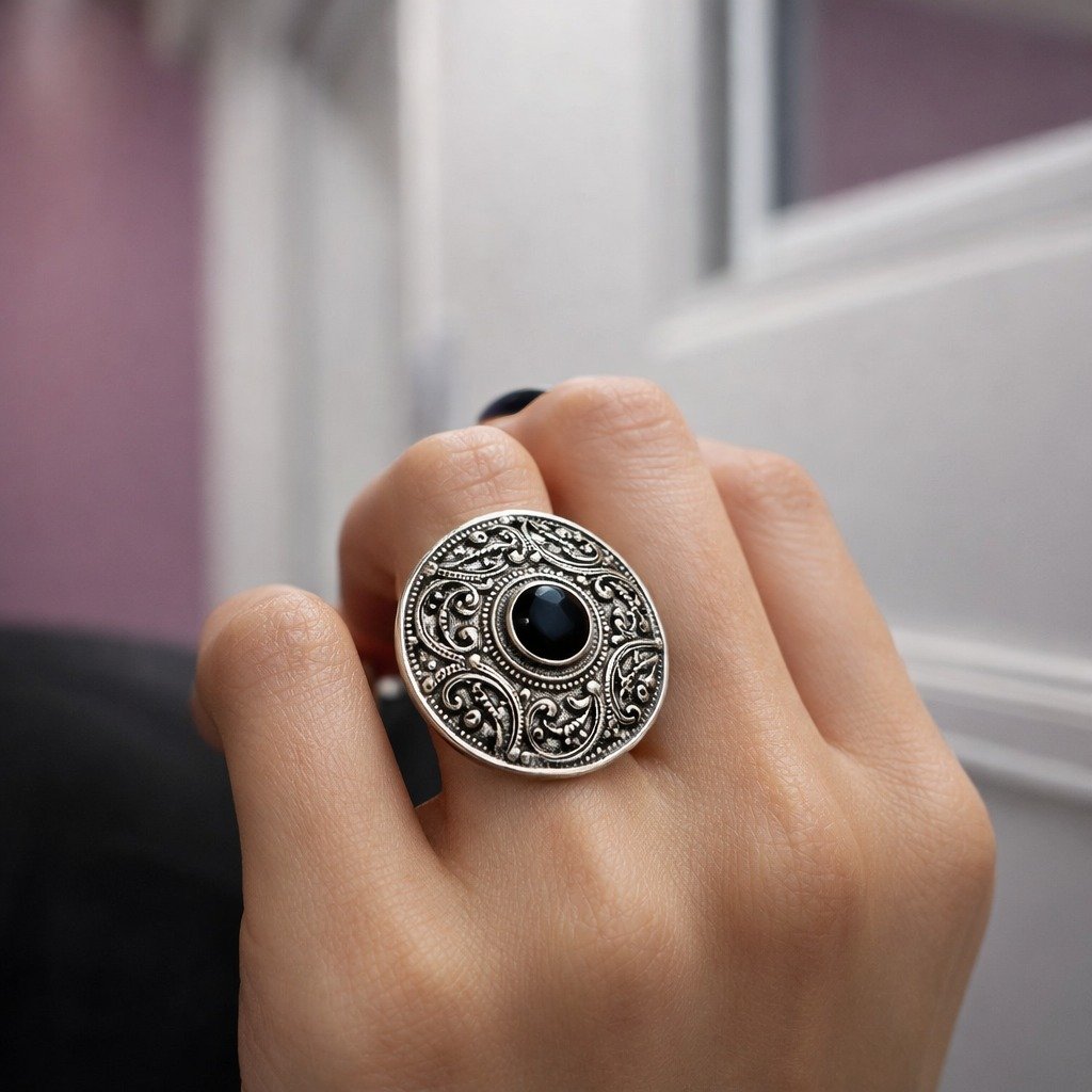 Anillo TRABAJADO ONIX C-105B