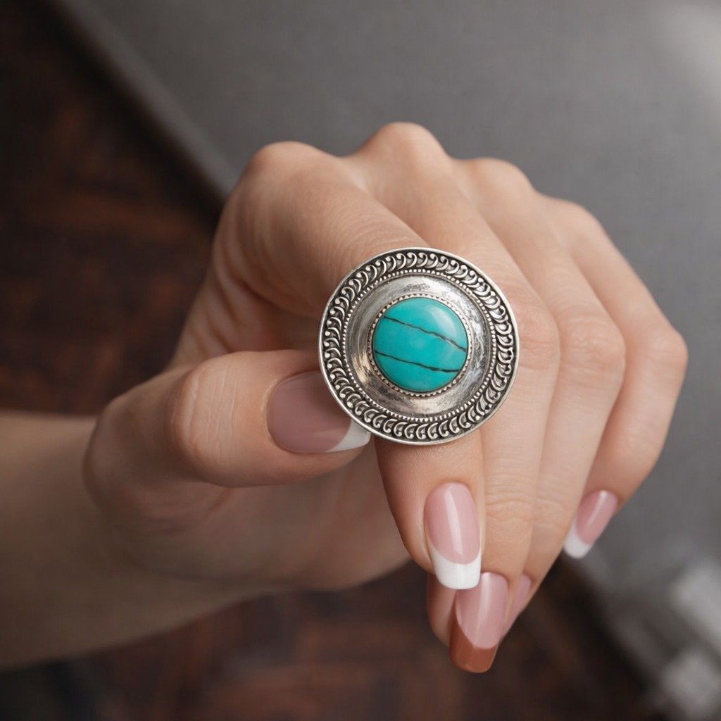 Anillo REDONDO TURQUESA C-105B