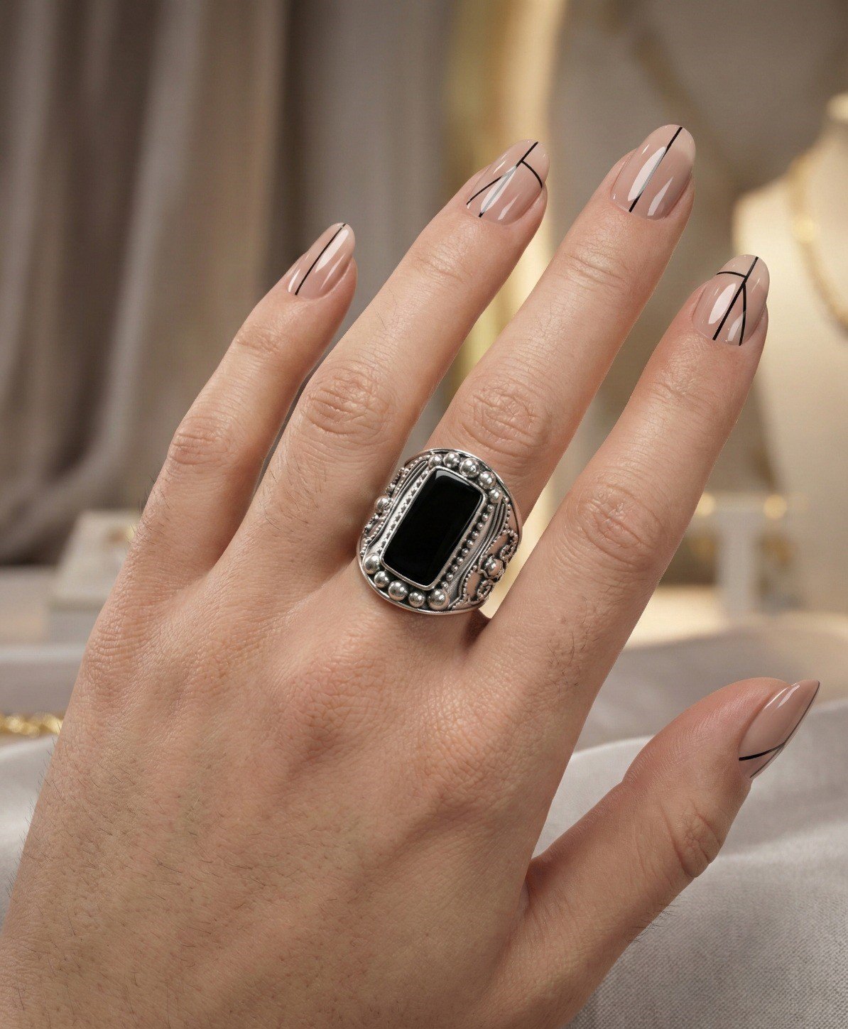 Anillo LINEA SILVER ONIX C-105B