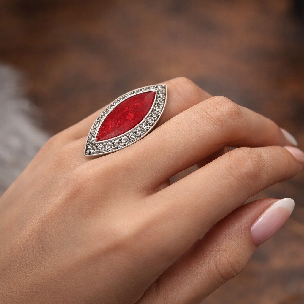 Anillo OVAL ROJO C-105A