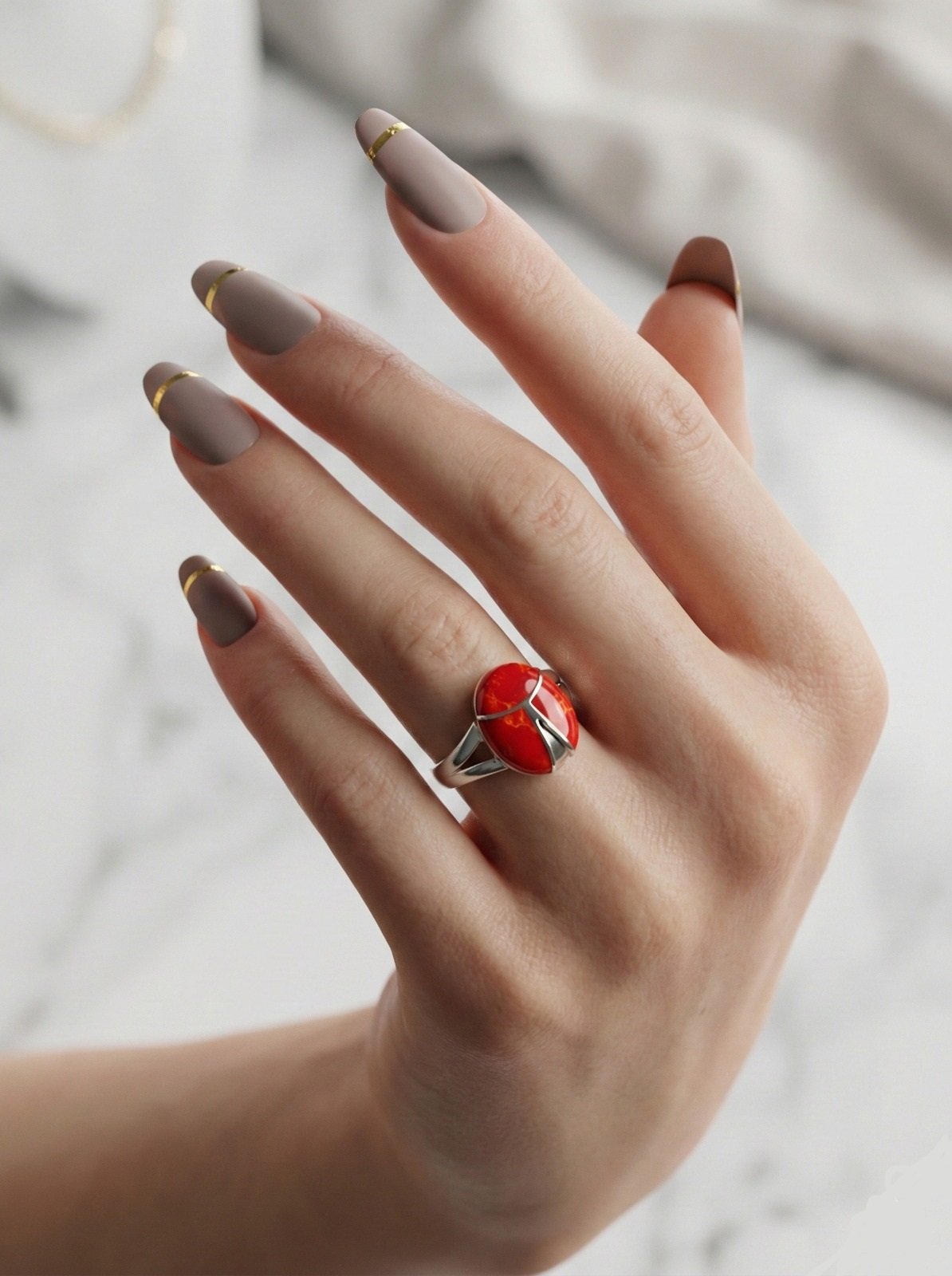 Anillo Nacar rojo C-105B