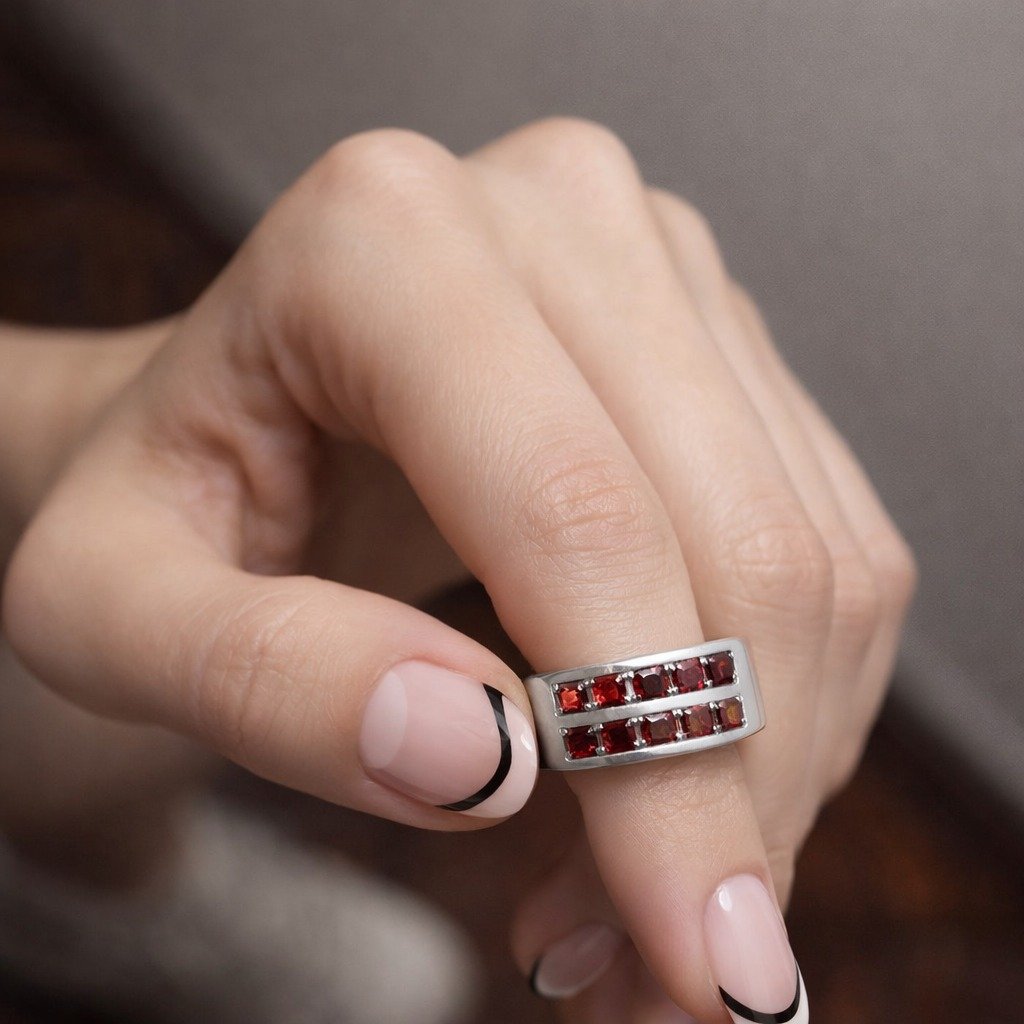 ANILLO CUBICS ROJO C-105A