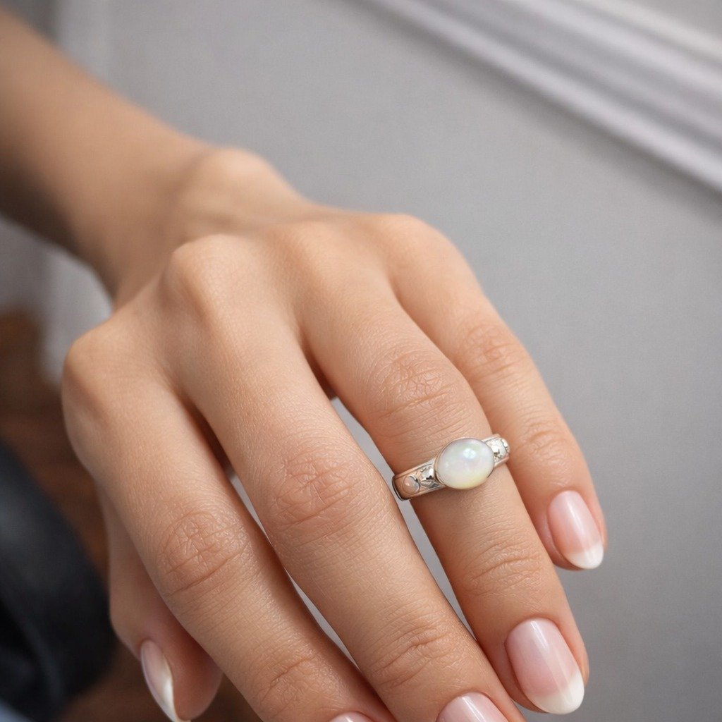 Anillo Piedra blanca C-105A