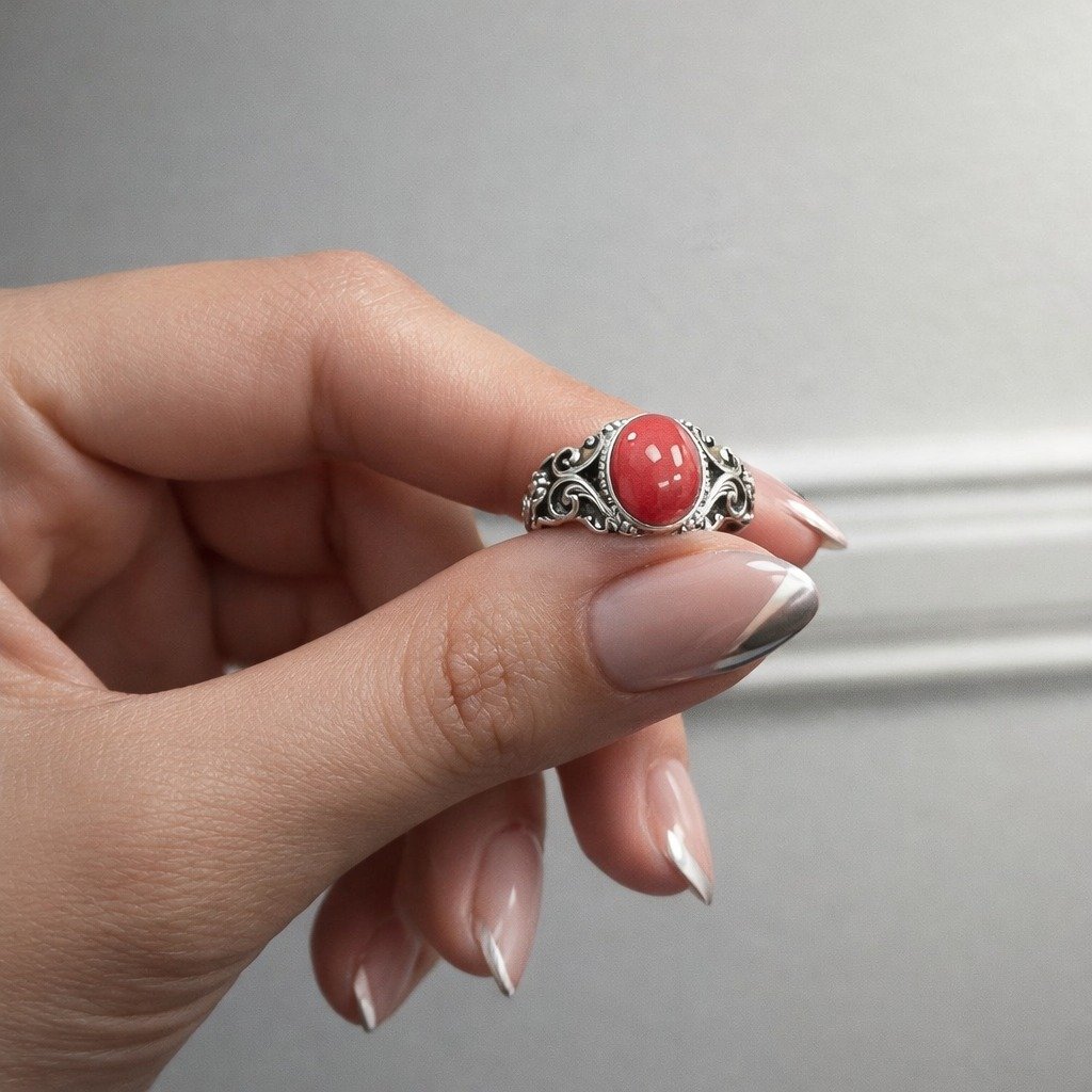 ANILLO PIEDRA ROJA C-105A