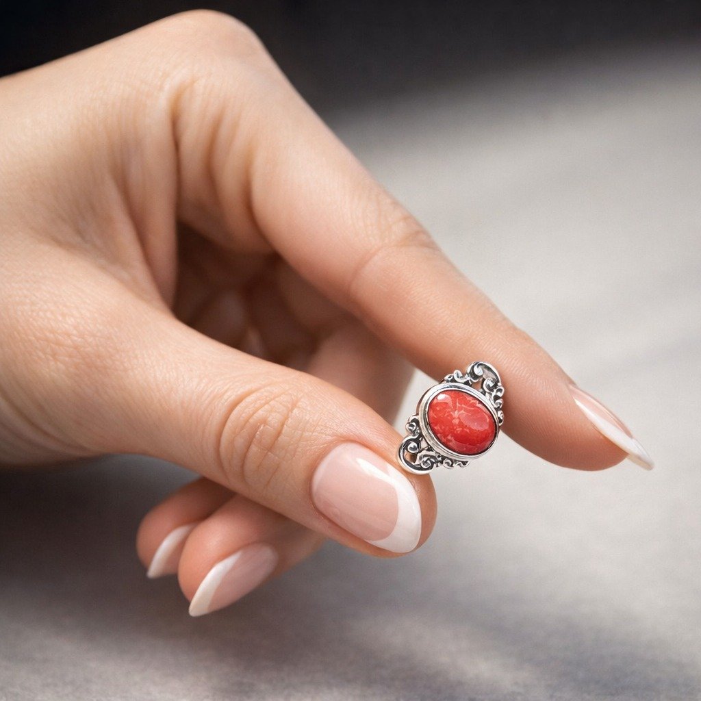 ANILLO PIEDRA ROJA C-105A