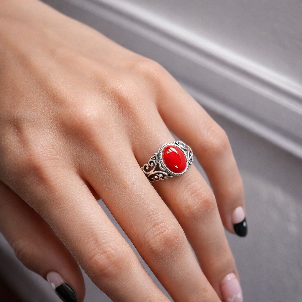 ANILLO PIEDRA ROJA C-105A