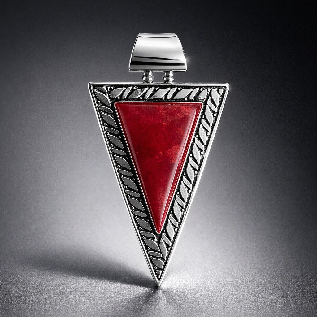 DIJE TRIANGULO PIEDRA ROJA C-25A