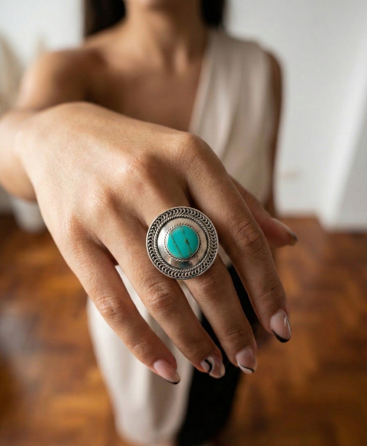 Anillo REDONDO TURQUESA C-105B