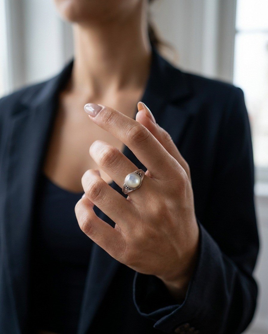 Anillo Piedra Blanco C-105A