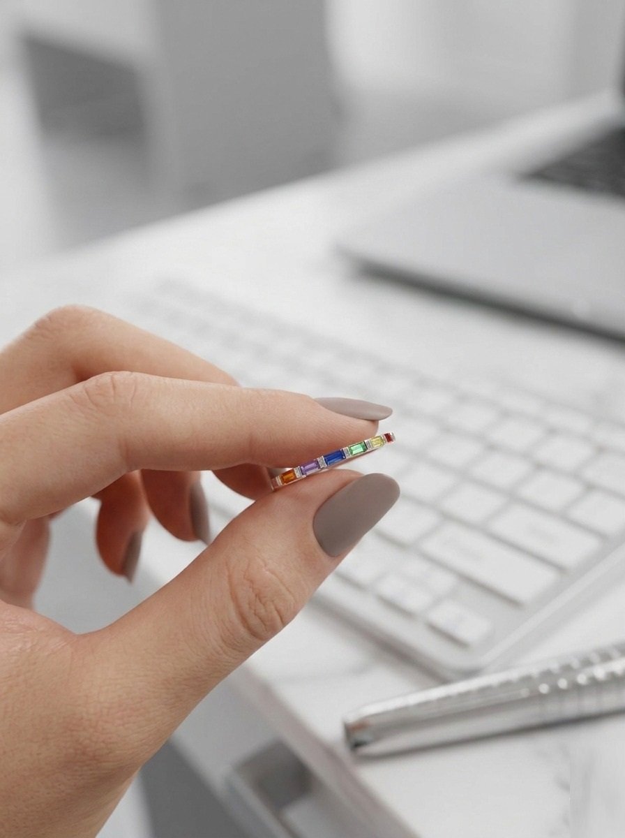 ANILLO  CUBIC BAGUETTE MULTICOLOR CM-AN