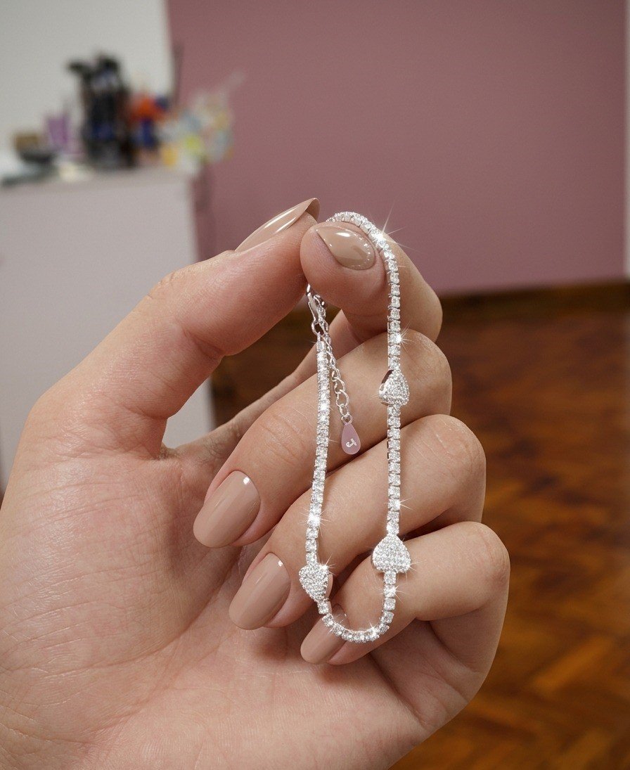 PULSERA CORAZON CUBICS 17`+ 3cm C-24B