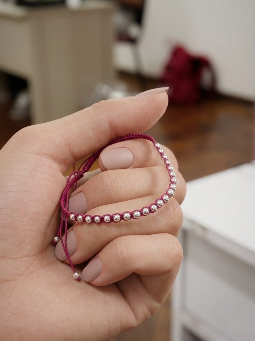 PULSERA DE HILO BORDO BOLITAS C-26C