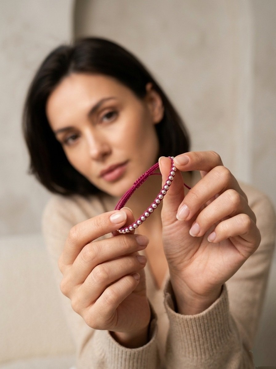 PULSERA DE HILO BORDO BOLITAS C-26C