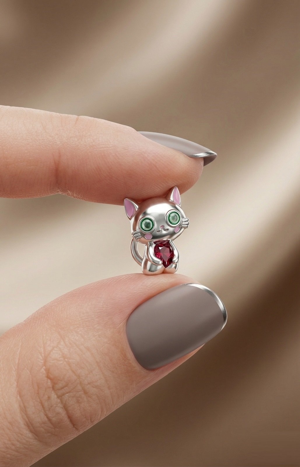 CHARMS GATO CORAZON ROJO T-1C