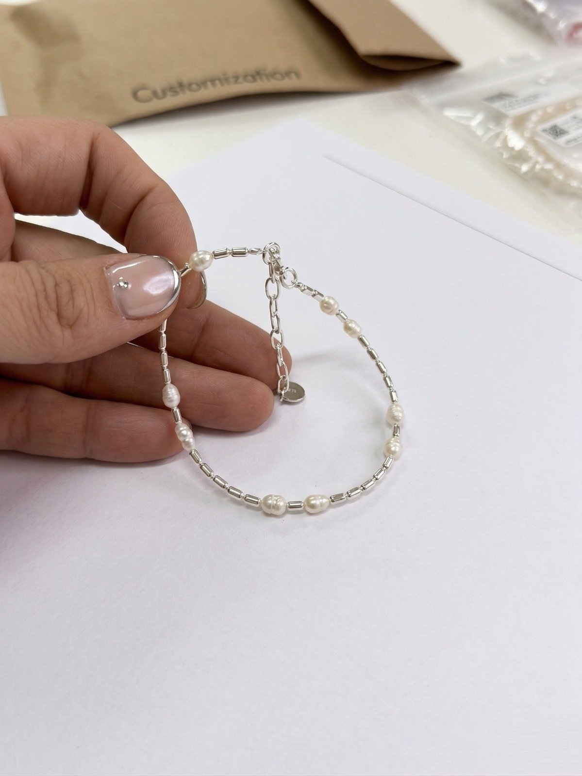 PULSERA PERLAS  17+3cm CP-P