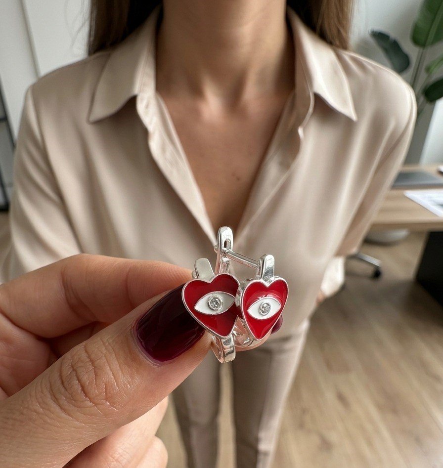 ARGOLLAS HUGGIES DE CORAZON ROJO 9mm CP-A