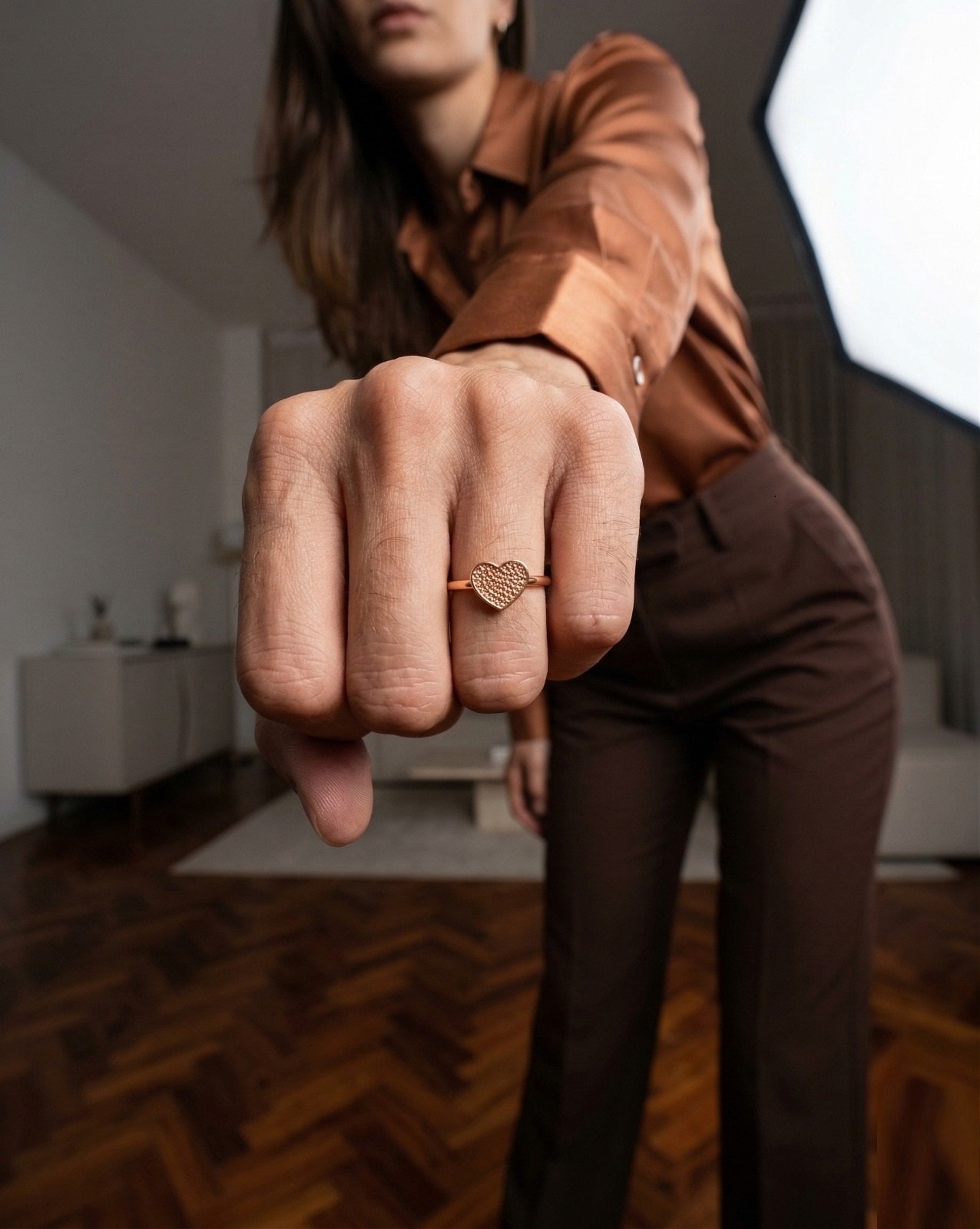 ANILLO CORAZON ROSE C-38B